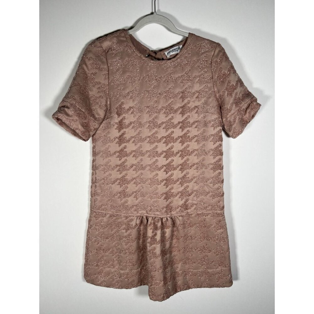Essentiel Antwerp Zisse pleasted pink houndstooth metallic mini dress XS